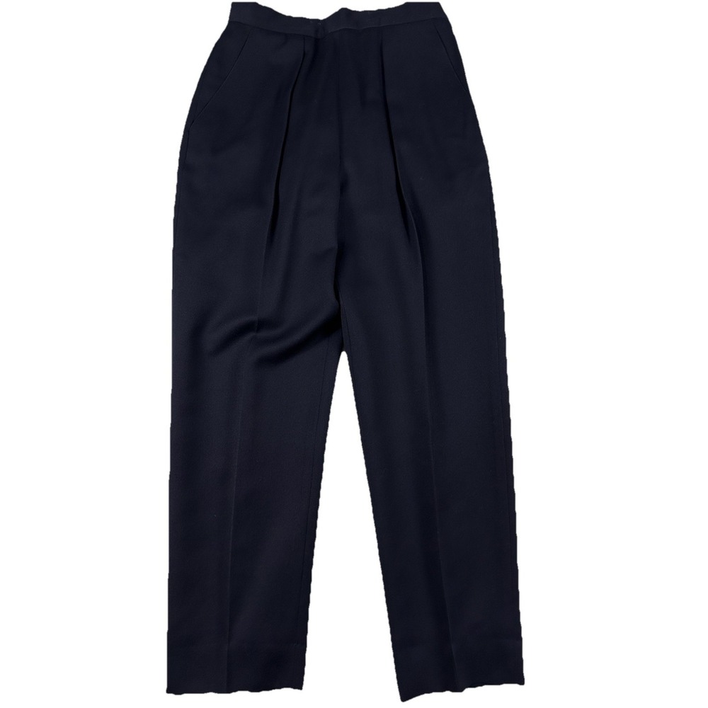 Vtg Lauren Ralph Lauren Navy Pleated Wool‎ Pants High Waist Gold Button Sz 8